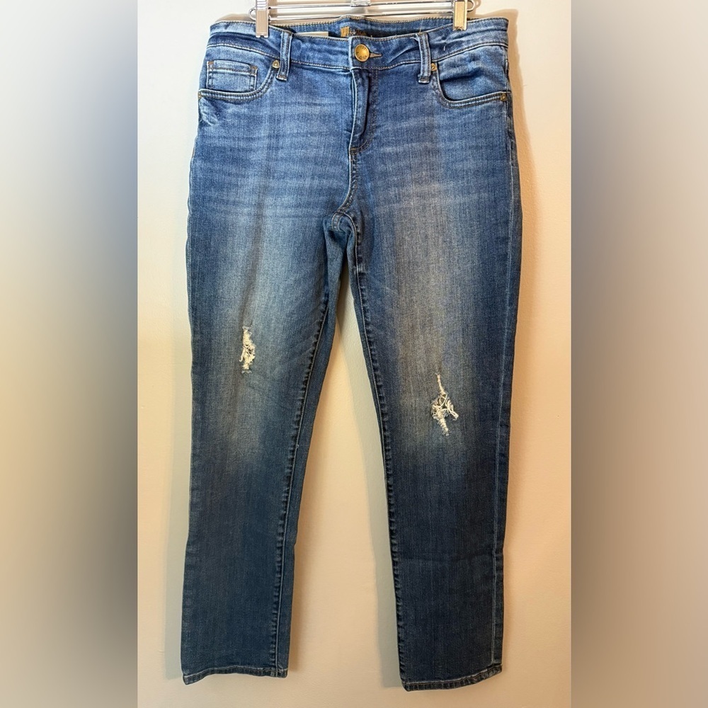 Kut From The Kloth Catherine Boyfriend Distressed Mid-rise Blue Jeans Size 8 - Picture 1 of 10